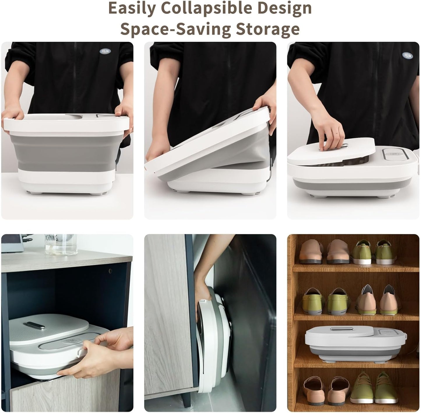 UNIFULL Collapsible Foot Spa Bath with Heat and Massage Rollers, Bubble, Foot Pedicure Kit, Temperature Control, Red Light, Pedicure Foot Spa, Foot Bath