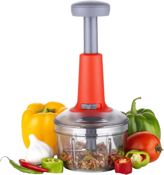 Trendful Manual Food Chopper with Hand Press Push System, Onion, Vegetable & Salad Chopper with Sharp Stainless Steel Blades, Push Type Sprint Chopper (850ML)