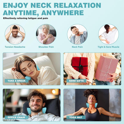 Angju Heated Neck Stretcher with Red Light Therapy, Wireless Cervical Traction Device for TMJ Pain Relief and Shoulder Relaxer, Neck Stretcher Pillow for Home/Office Used