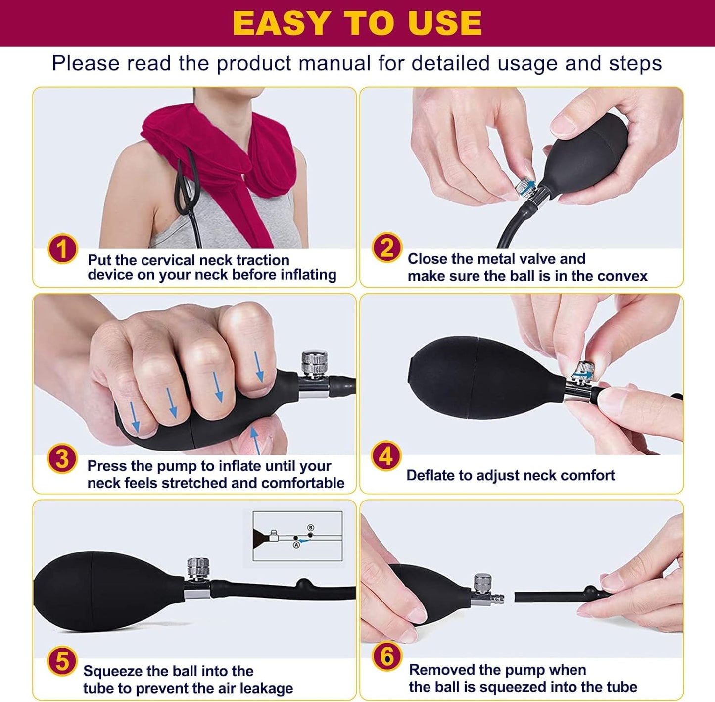 Travel Pillow, Cervical Neck Traction Device, Portable Neck Stretcher Cervical Traction Provide Neck Support and Neck Pain Relief, Neck Traction Devices for Home Use Neck Decompression (Blue)