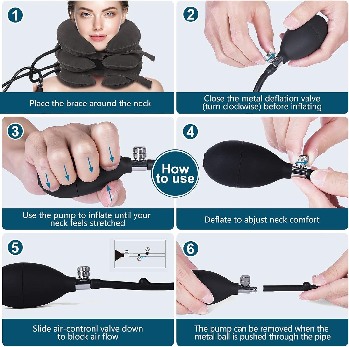 Travel Pillow, Cervical Neck Traction Device, Portable Neck Stretcher Cervical Traction Provide Neck Support and Neck Pain Relief, Neck Traction Devices for Home Use Neck Decompression (Blue)