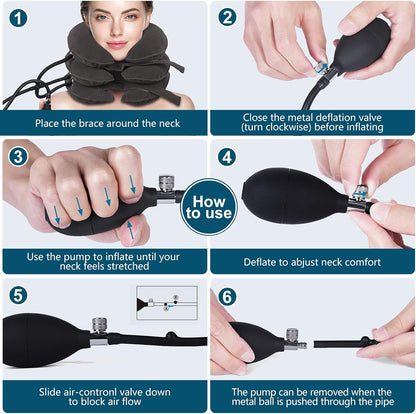 Travel Pillow, Cervical Neck Traction Device, Portable Neck Stretcher Cervical Traction Provide Neck Support and Neck Pain Relief, Neck Traction Devices for Home Use Neck Decompression (Blue)