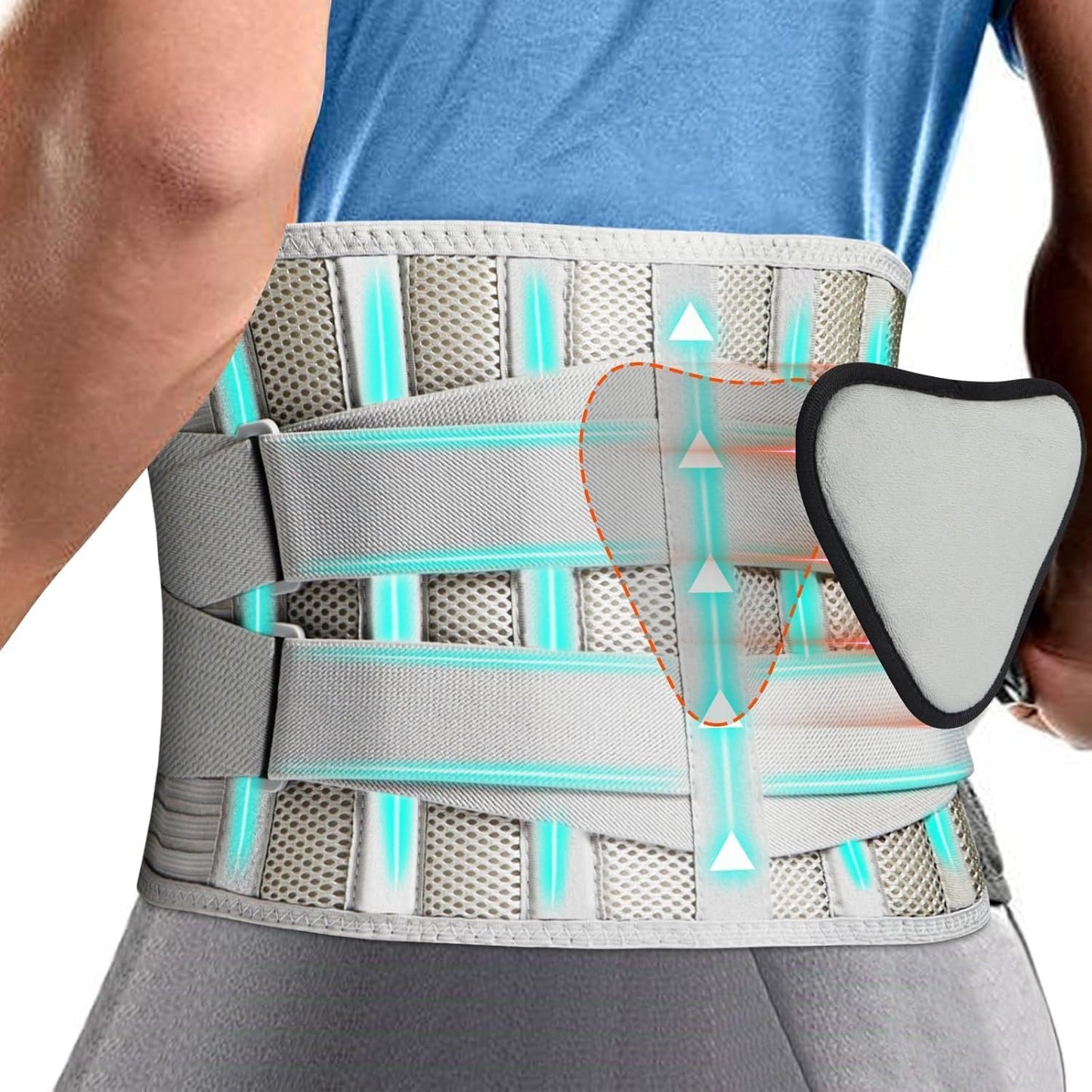 SYOSI Sports Medicine Adjustable Lumbar Back Brace, Brace with Lumbar Support Pad, Back Pain Relief Support for Men and Women, Ideal for Upper and Lower Back Pain, Sciatica, Scoliosis (L)