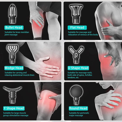 WEKUBA Massage Gun Deep Tissue Massager, Handheld Cordless Percussion Massager LED Touch Screen with 6 Different Massage Heads 20 Speeds for Legs Back Body Pain Relief, Soreness Relief,مسدس تدليك