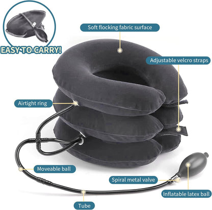 Pogcay Cervical Neck Traction Device, Neck Stretcher, Neck Traction Device for Neck Pain Relief, Cervical Neck Traction Device, Inflatable Neck Brace & Neck Decompression(Gray)