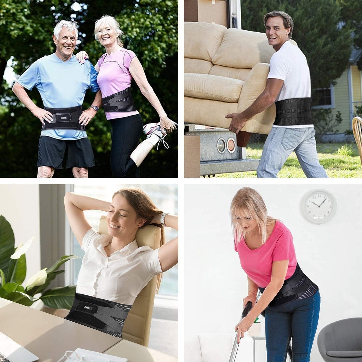FDTY Lower Back Pain Relief with 6 Stays Breathable Mesh Back Support Belt for Men and Women (Medium)