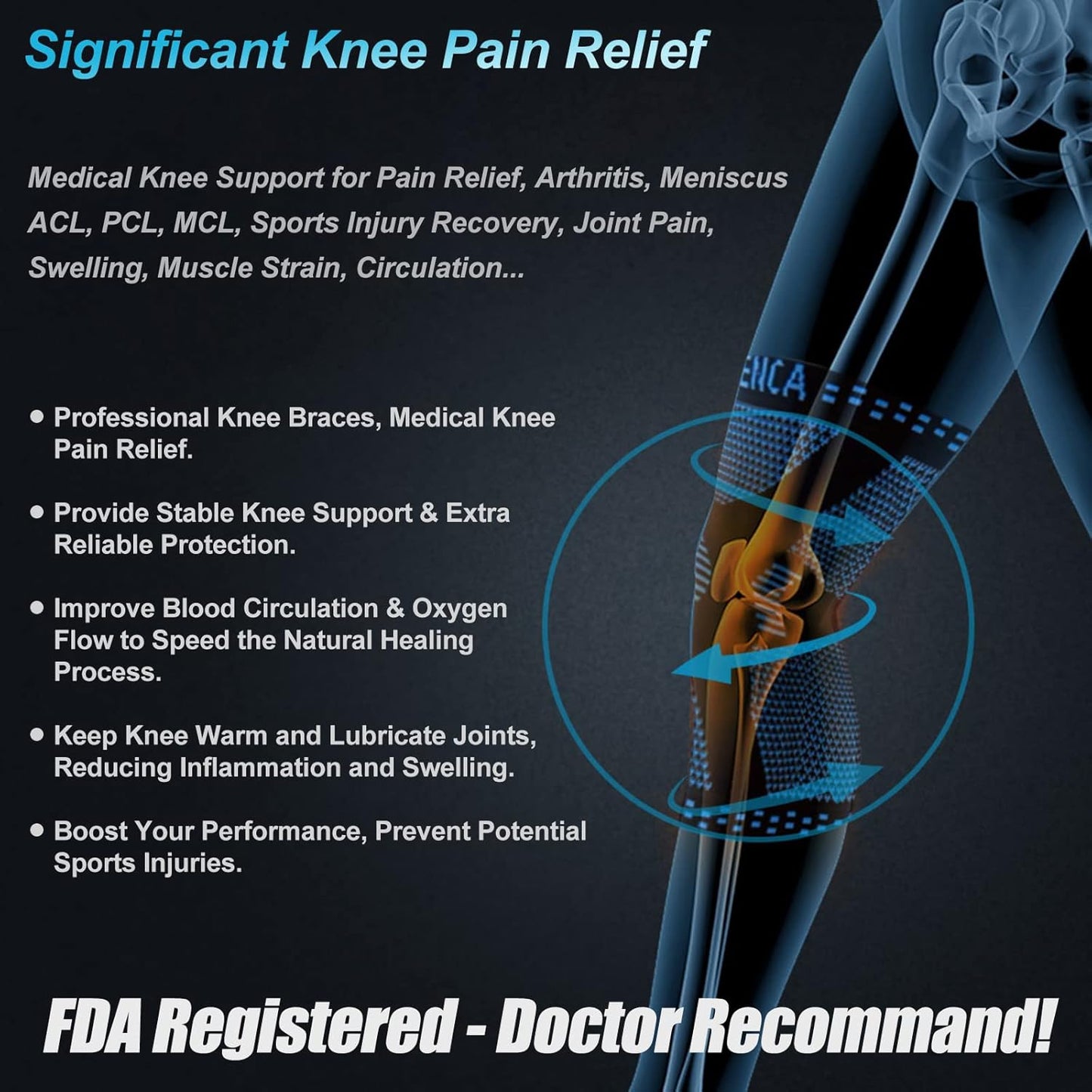 NEENCA Professional Knee Brace，Compression Knee Sleeve with Patella Gel Pad & Side Stabilizers Knee Support Bandage for Pain Relief Medical Knee Pad for ACL Running Joint Recovery