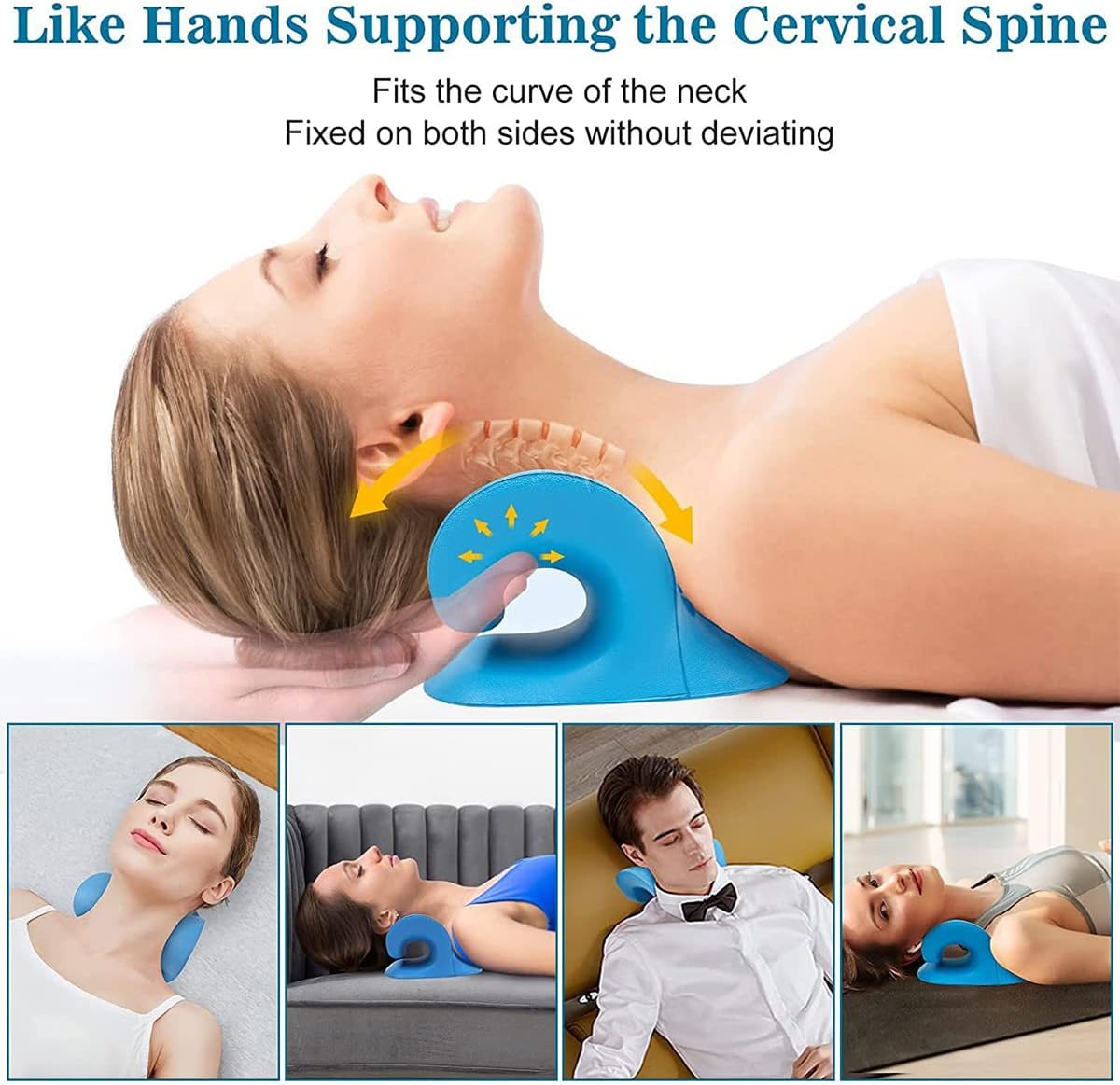 ECVV Cervical Neck Traction Pillow Neck and Shoulder Relaxer Orthopedic Pillow Neck Stretcher for Pain Relief and Muscle Relax with Massage Point