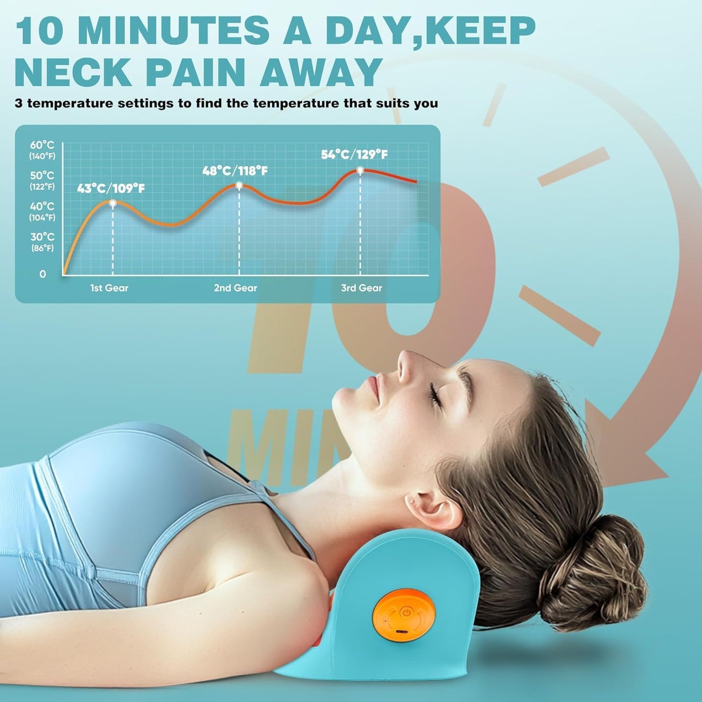 Angju Heated Neck Stretcher with Red Light Therapy, Wireless Cervical Traction Device for TMJ Pain Relief and Shoulder Relaxer, Neck Stretcher Pillow for Home/Office Used