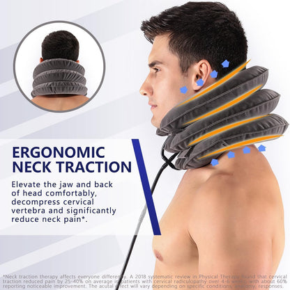 S Cervical Neck Traction Device for Instant Neck Pain Relief - Inflatable & Adjustable Neck Stretcher Neck Support Brace, Best Neck Traction Pillow for Home Use Neck Decompression