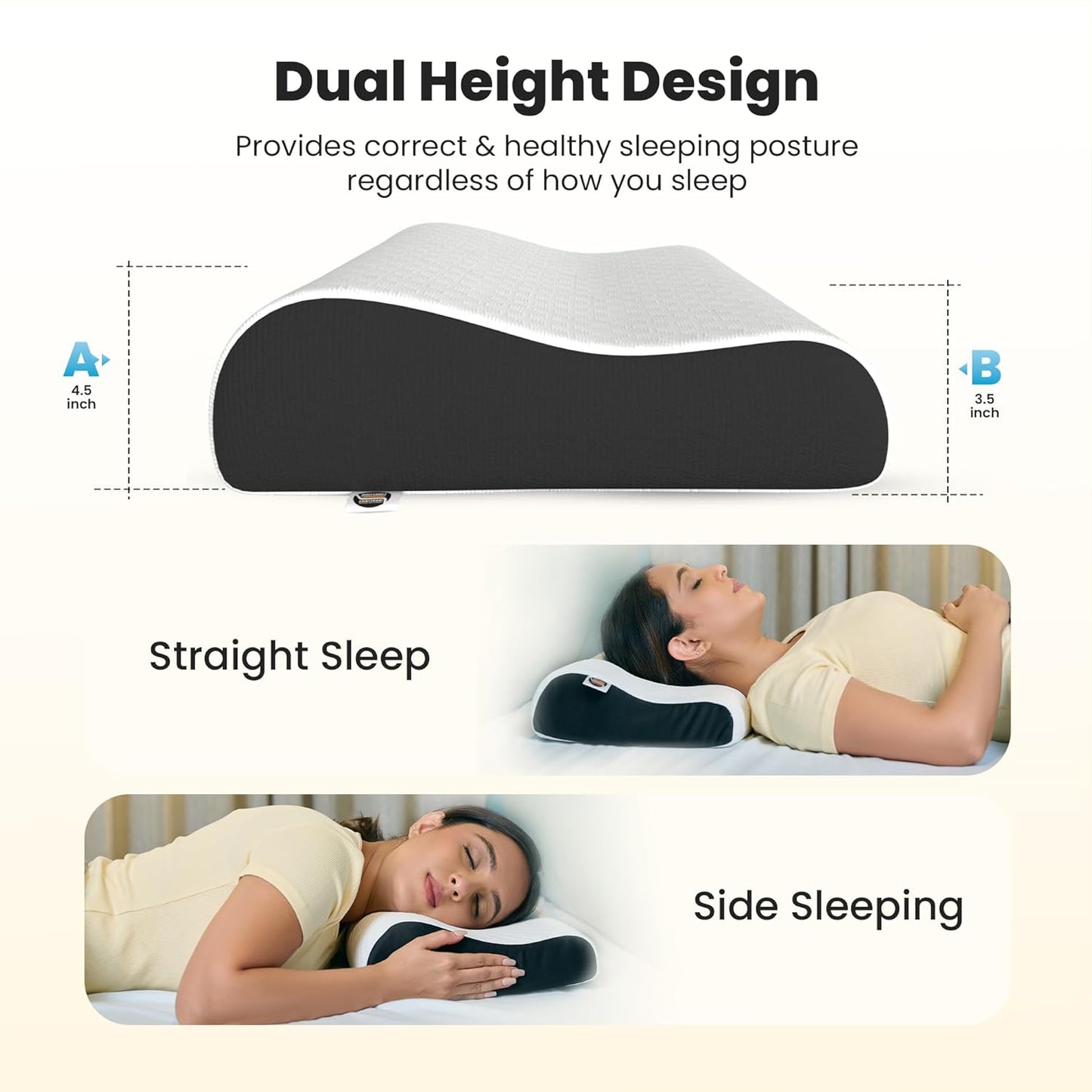 CareFoam Memory Foam Pillow, Contour Cervical Pillow for Neck & Shoulder Pain - Orthopedic Pillow, Neck Cervical Sleeping Pillows for Side & Back Sleepers White Jacquard Cover-Standard (Pack of 2)