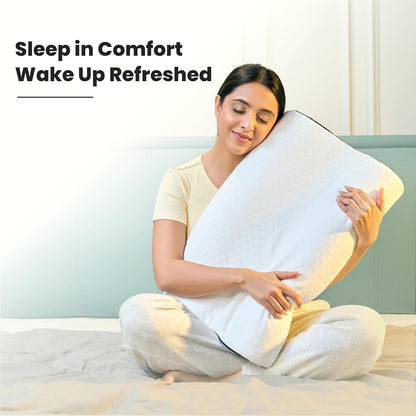 CareFoam Memory Foam Pillow, Contour Cervical Pillow for Neck & Shoulder Pain - Orthopedic Pillow, Neck Cervical Sleeping Pillows for Side & Back Sleepers White Jacquard Cover-Standard (Pack of 2)