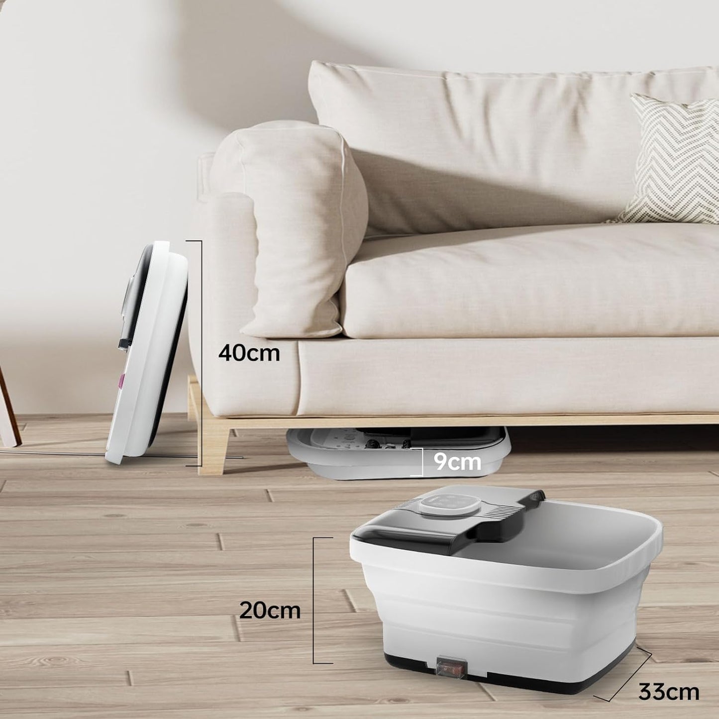 Angju Collapsible Foot Spa with Heat,Remote Temperature Control and Bubble,Foot Bath Massager Tub with 6 Massage Rollers,Timer and Pumice Stone,Electric Pedicure Feet Soak Machine for Stress Relief