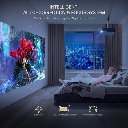 4K Projector with WIFI and Bluetooth, XIDU 2000ANSI Electric Focus Aluminum Alloy Projector, Auto Keystone 1080P Movie proyector, Dual 8W Speaker, Home Theater Portable Projecter for Phone (Naval)