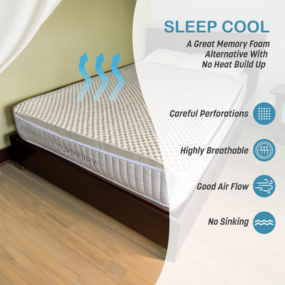 Turmerry 2.4" Green Natural Organic Egg Crate Latex Mattress Topper King Size - Soft Plush Pillow Top - GOLS Certified Convoluted Foam - Pressure Point Back Pain Relief Sleep Cool Bed Pad