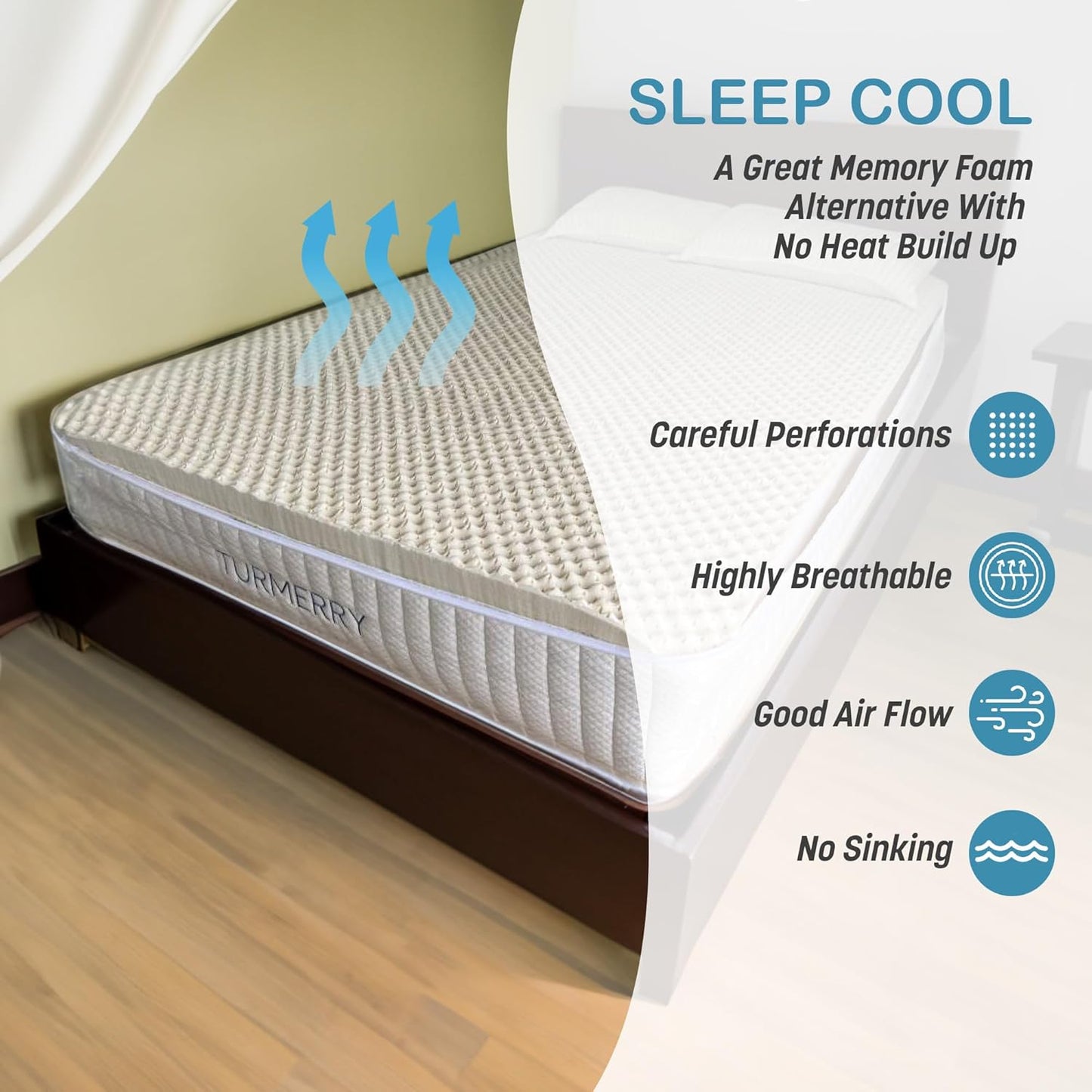 Turmerry 2.4" Green Natural Organic Egg Crate Latex Mattress Topper King Size - Soft Plush Pillow Top - GOLS Certified Convoluted Foam - Pressure Point Back Pain Relief Sleep Cool Bed Pad