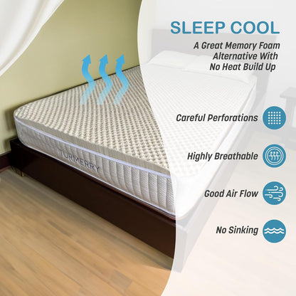 Turmerry 2.4" Green Natural Organic Egg Crate Latex Mattress Topper King Size - Soft Plush Pillow Top - GOLS Certified Convoluted Foam - Pressure Point Back Pain Relief Sleep Cool Bed Pad