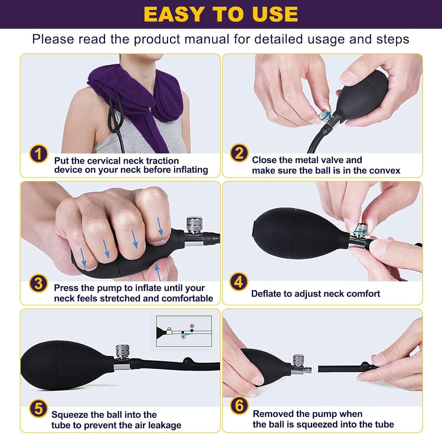 Travel Pillow, Cervical Neck Traction Device, Portable Neck Stretcher Cervical Traction Provide Neck Support and Neck Pain Relief, Neck Traction Devices for Home Use Neck Decompression (Blue)