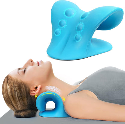 ComfortLife Neck Stretcher for Pain Relief, Neck and Shoulder Relaxer Cervical Traction Device Pillow for Muscle Relax and TMJ Pain Relief (Blue)