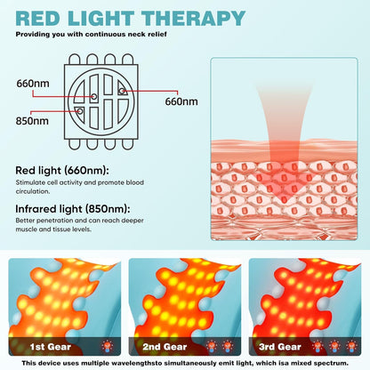 Angju Heated Neck Stretcher with Red Light Therapy, Wireless Cervical Traction Device for TMJ Pain Relief and Shoulder Relaxer, Neck Stretcher Pillow for Home/Office Used