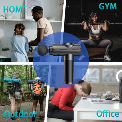 WEKUBA Massage Gun Deep Tissue Massager, Handheld Cordless Percussion Massager LED Touch Screen with 6 Different Massage Heads 20 Speeds for Legs Back Body Pain Relief, Soreness Relief,مسدس تدليك