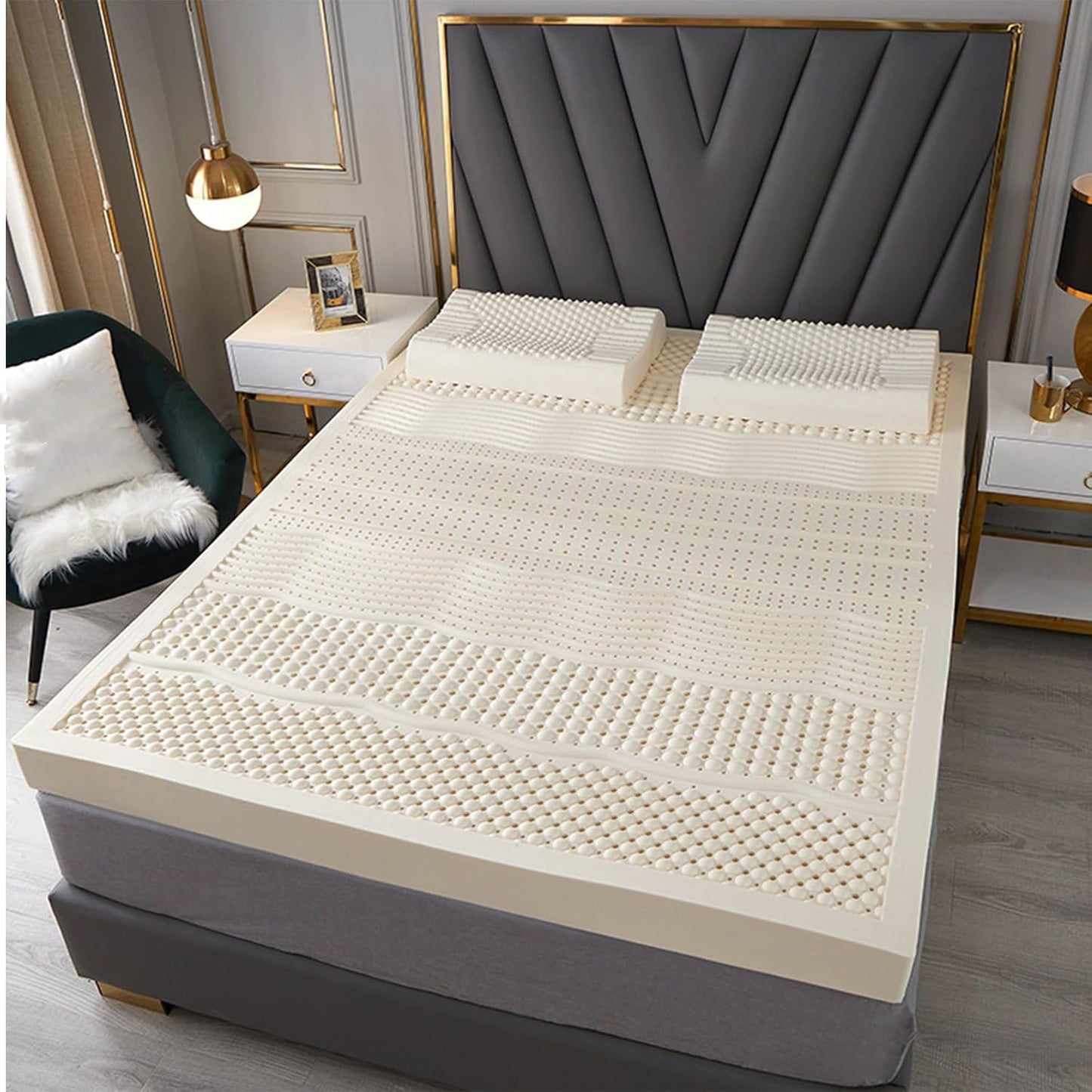 TFDRSEXVD 100% Natural Latex Mattress,Compression and No Deformation,Honeycomb Pore Ventilation,Soft and Comfortable, Latex Mattress,90x200cm(35x79in)