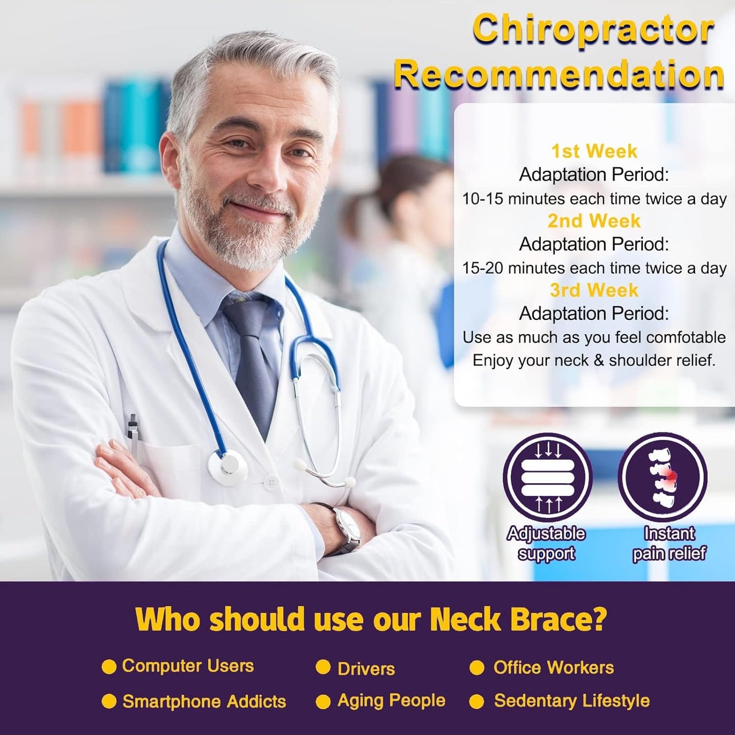 Travel Pillow, Cervical Neck Traction Device, Portable Neck Stretcher Cervical Traction Provide Neck Support and Neck Pain Relief, Neck Traction Devices for Home Use Neck Decompression (Blue)