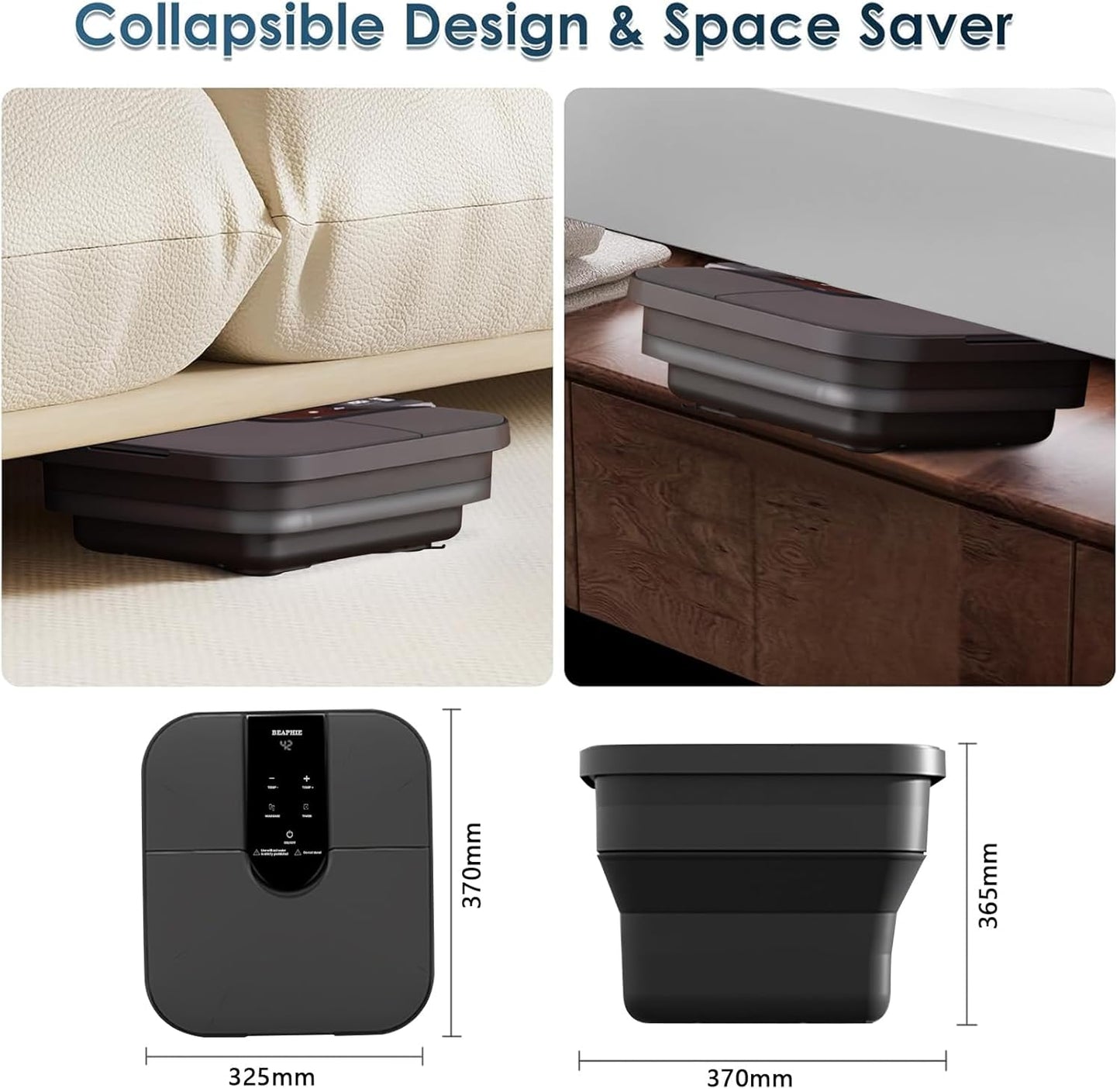 Collapsible Foot Spa Electric Rotary Massage, Foot Bath with Heat, Bubble, Temp Control-remote control, and 18 Motorized Shiatsu Massage Balls