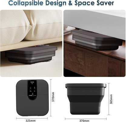 Collapsible Foot Spa Electric Rotary Massage, Foot Bath with Heat, Bubble, Temp Control-remote control, and 18 Motorized Shiatsu Massage Balls
