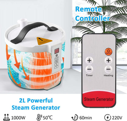 Gluckluz Portable Steam Sauna Home Spa Private Room Folding Personal Bath Tent Kit with Timer & Remote Control & 2L Steam Pot & Carrying Bag for Detox Relaxation (Blue)