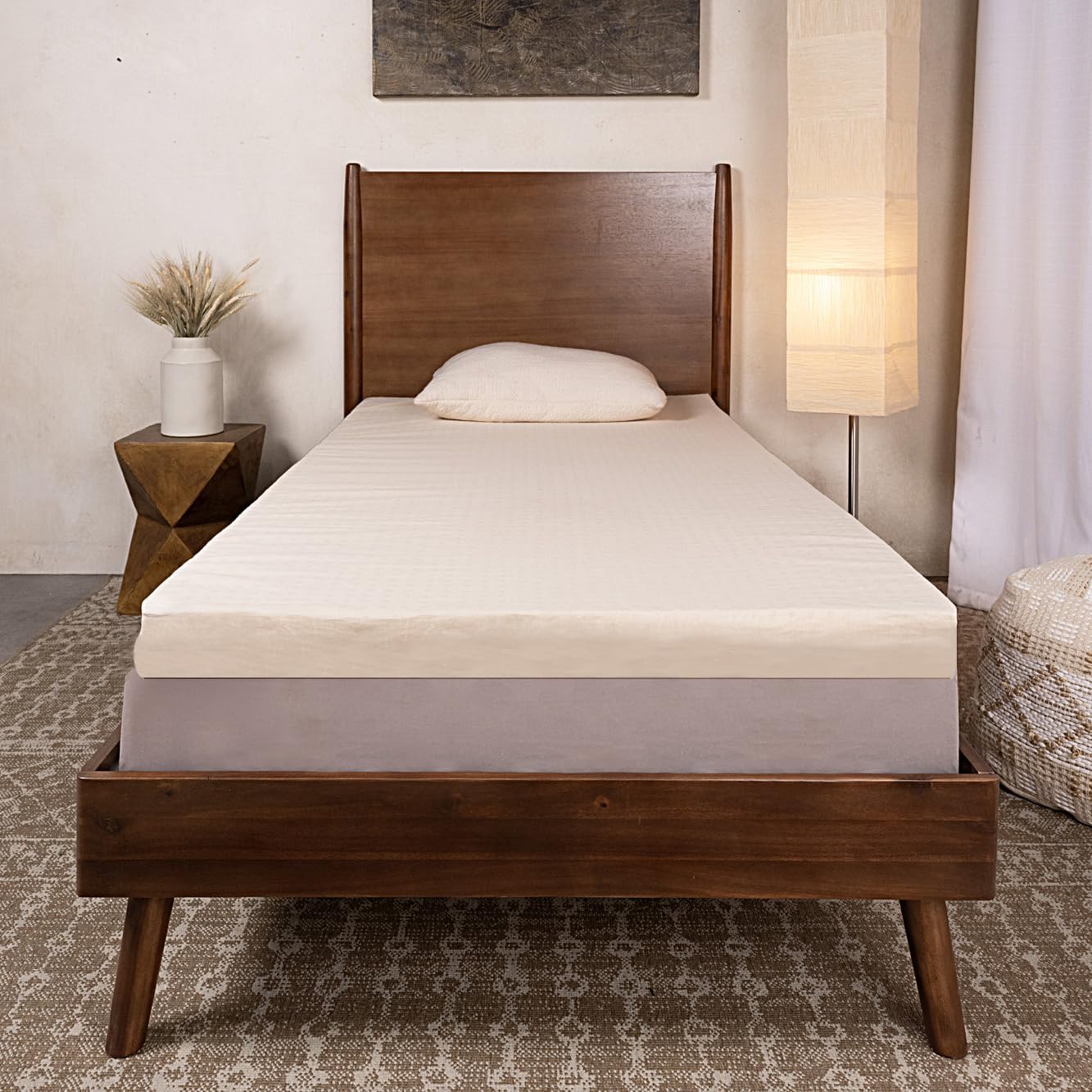 Foamma Dunlop Organic Latex Mattress Topper - Single - Medium-Firm Foam Topper Made from 100% Organic Latex Foam - GOLS Certified, Durable, Cooling, and Breathable