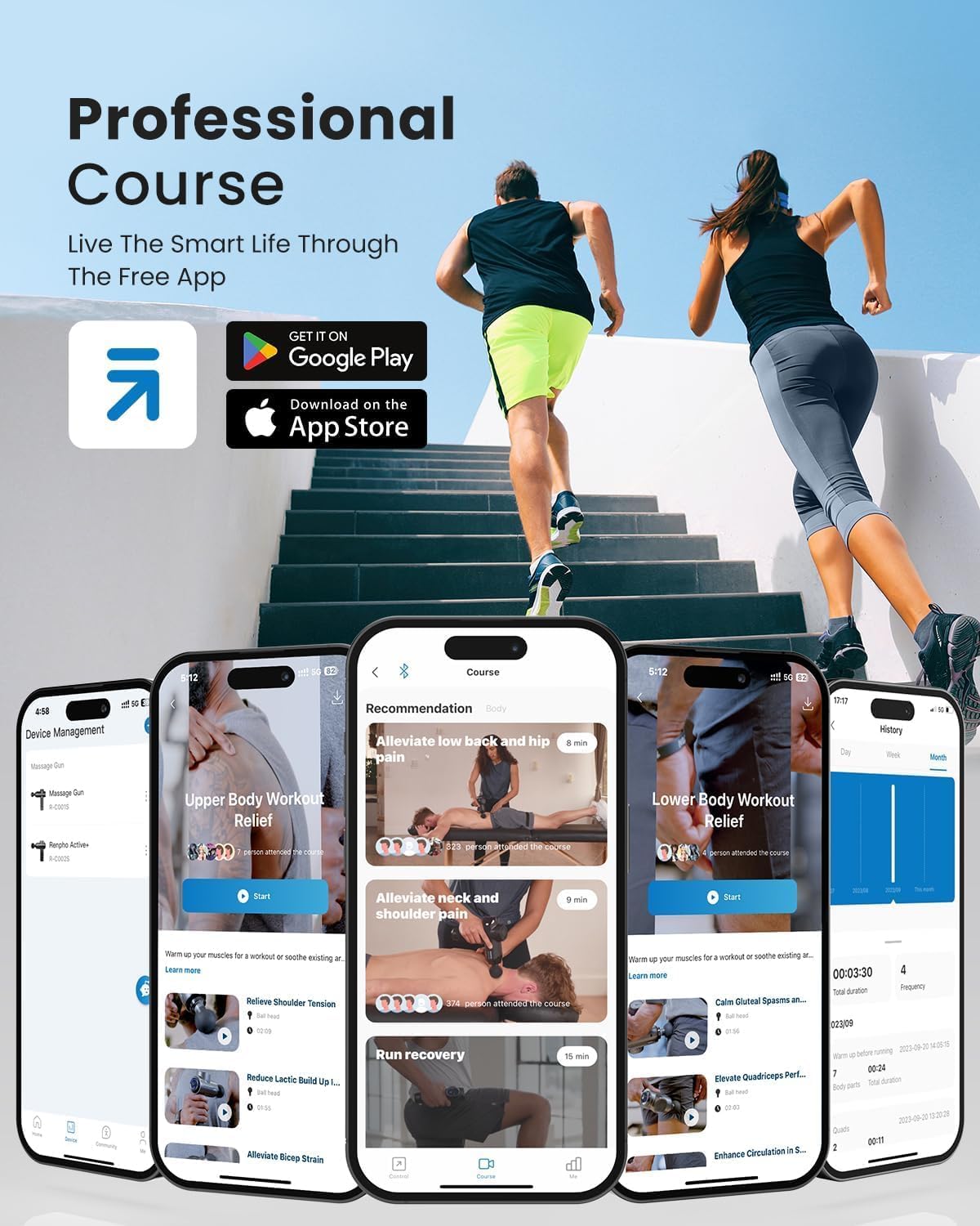 RENPHO Active Massage Gun with Heat Deep Tissue Muscle, 2022 Upgrade Powerful Portable Gun Massage Percussion Massager Gun for Athletes, Electric Back Massagers, Handheld Body Massager Gun Gifts