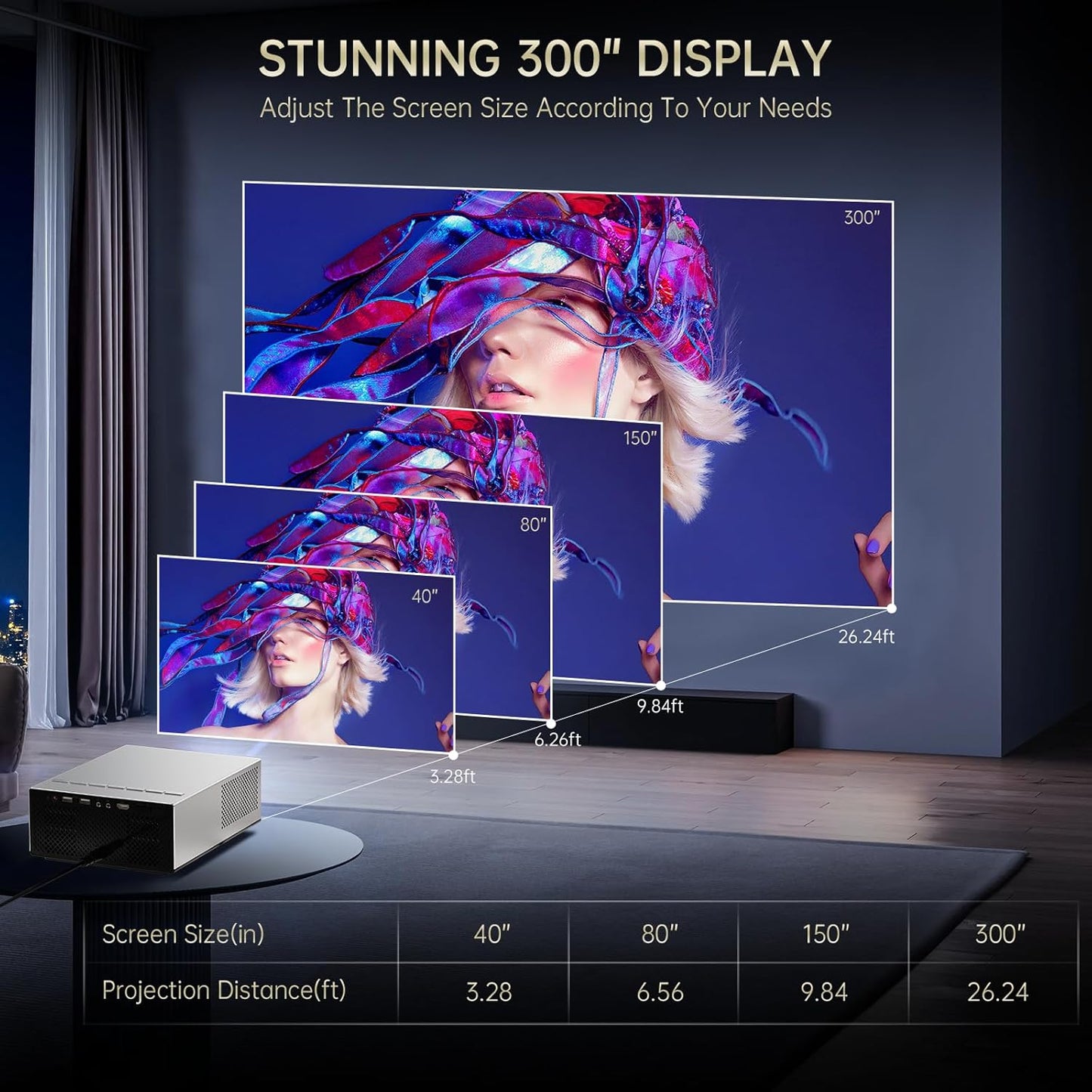 4K Projector with WIFI and Bluetooth, XIDU 2000ANSI Electric Focus Aluminum Alloy Projector, Auto Keystone 1080P Movie proyector, Dual 8W Speaker, Home Theater Portable Projecter for Phone (Naval)