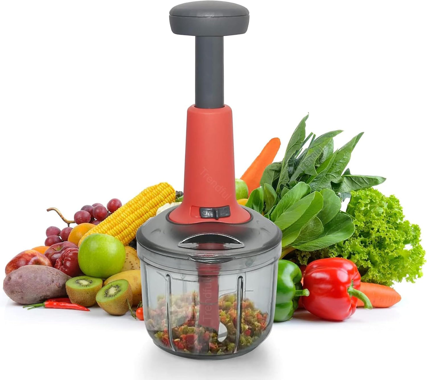 Trendful Manual Food Chopper with Hand Press Push System, Onion, Vegetable & Salad Chopper with Sharp Stainless Steel Blades, Push Type Sprint Chopper (850ML)