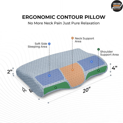 CareFoam Memory Foam Pillow, Contour Cervical Pillow for Neck & Shoulder Pain - Orthopedic Pillow, Neck Cervical Sleeping Pillows for Side & Back Sleepers White Jacquard Cover-Standard (Pack of 2)