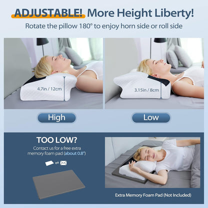 HOMCA Cervical Pillow Memory Foam Pillows - Contour Memory Foam Pillow for Neck Pain Relief, Orthopedic Neck Bed Pillow for Side Sleepers Back and Stomach