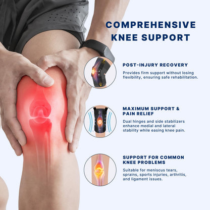 Fit Geno ReActive+ Knee Brace for Knee Pain for Men and Women, Adjustable Hinged Knee Brace with Side Stabilizers for Maximum Knee Support, Ultimate Knee Brace for Meniscus Tear ACL MCL Arthritis