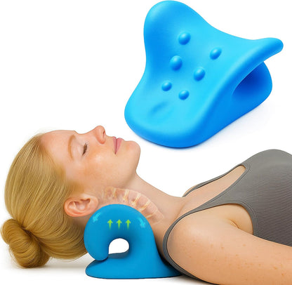 JSM FITNESS Neck Stretcher for Pain Relief - Cervical Neck Traction Device - Ergonomic Cloud Pillow for Posture Correction - Office Work Posture Corrector & Hump Reduction