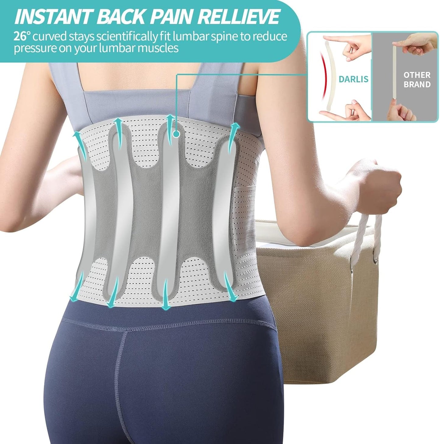 SYOSI Back Brace for Women Men, Lower Back Pain Relief, Close-fitting Breathable Back Support Belt for Daily Chores, Adjustable Lumbar Support Belt for Scoliosis, Herniated Disc, Back Pain (XL)