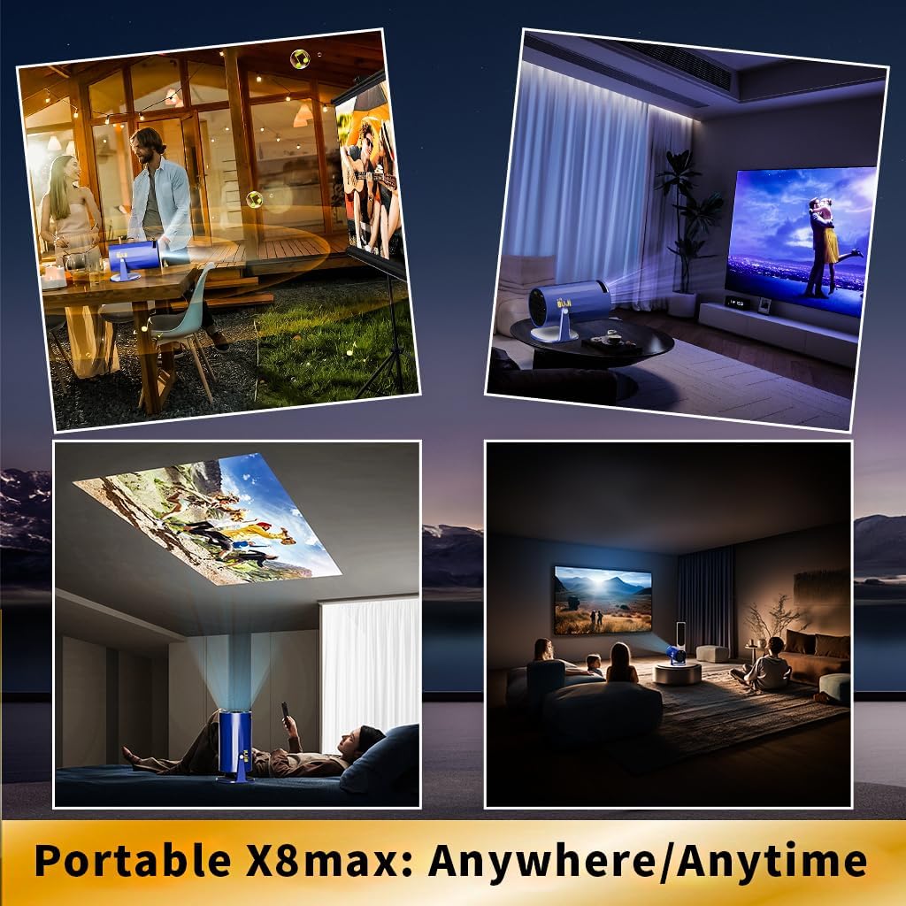 コブキBUJI 4K 1080P Portable Projector with Screen 1500LM Arabic UI Android 11.0 HD Mini Projector 5G WIFI bluetooth home video projector Auto Keystone 180° Rotatable with Stand CE/FCC Certified