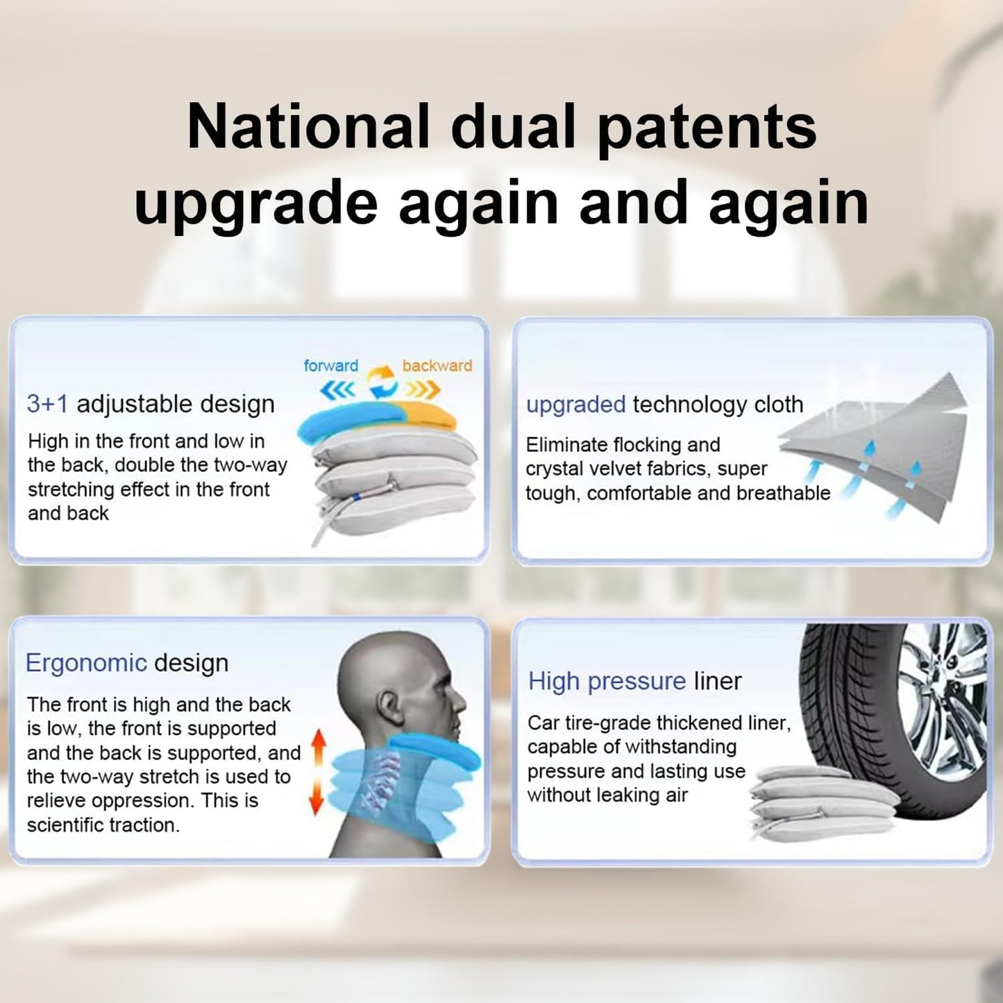 Angju Neck Stretcher with Neck Brace, Cervical Traction Device, Neck Pain Relief Tool, Adjustable Inflatable Cervical Brace,Home Use Neck Decompression Device New Technology Breathable Fabric