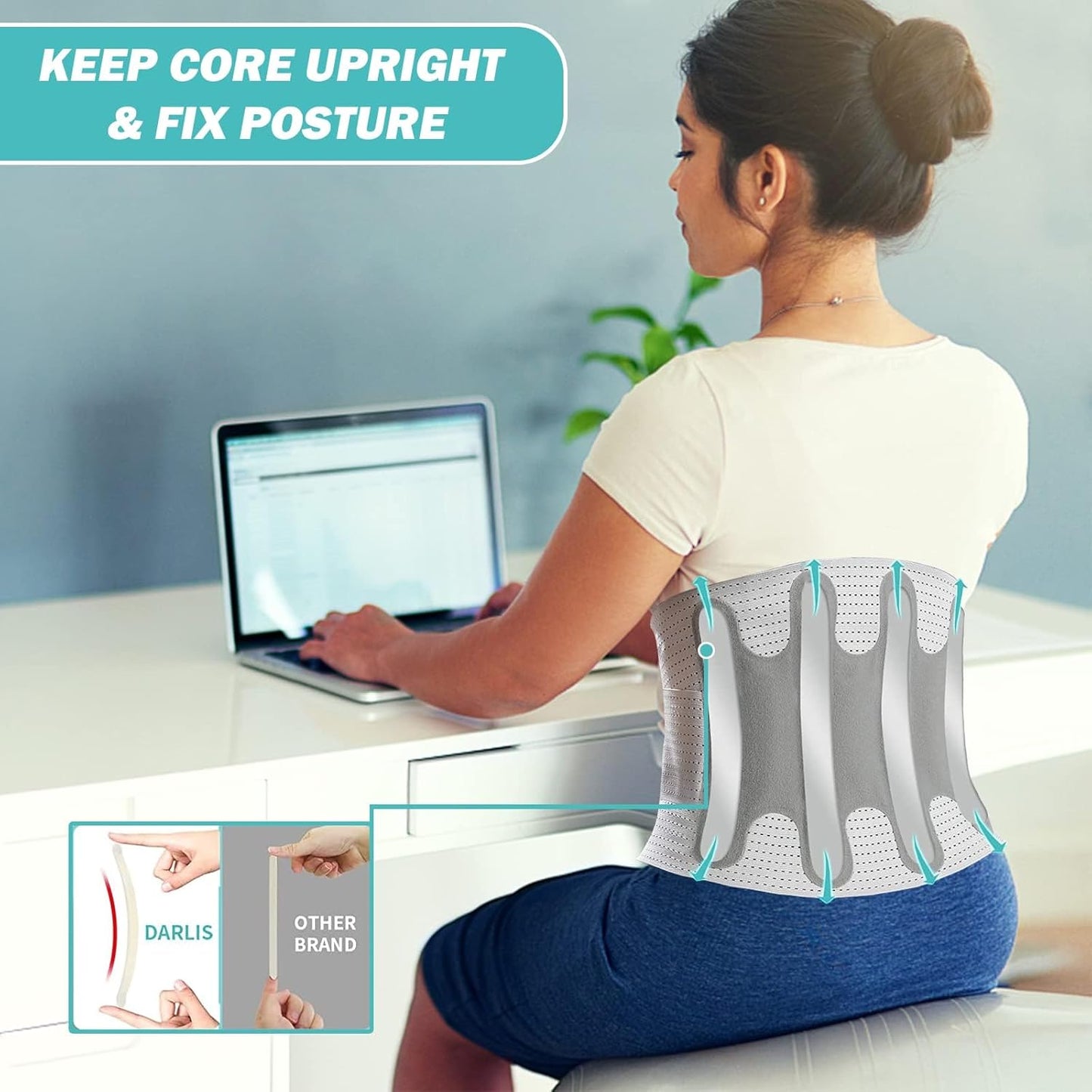 SYOSI Back Brace for Women Men, Lower Back Pain Relief, Close-fitting Breathable Back Support Belt for Daily Chores, Adjustable Lumbar Support Belt for Scoliosis, Herniated Disc, Back Pain (XL)