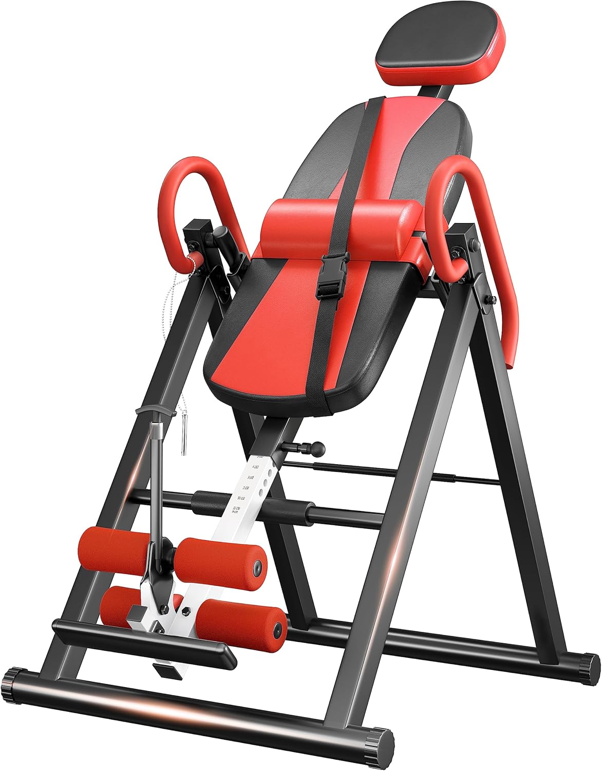 YOLEO Gravity Heavy Duty Inversion Table with Headrest & Adjustable Protective Belt Back Stretcher Machine for Pain Relief Therapy (Red)