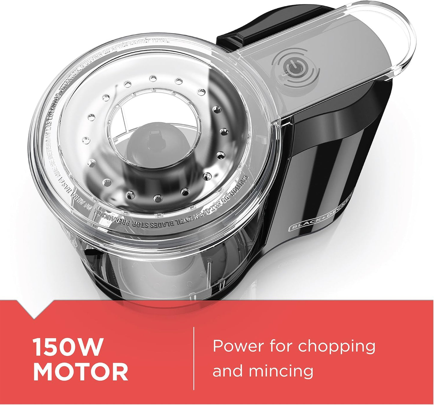 BLACK+DECKER Vertical Chopper, 500W, 4 Durable Stainless Steel Blades, 500ml Working Capacity Bowl, Sleek Chrome Trim, Powerful Motor for Chopping, Pureeing & Mincing, Easy to Use, Black - FC500-B5