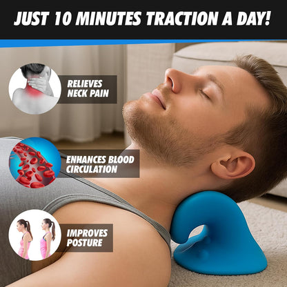 JSM FITNESS Neck Stretcher for Pain Relief - Cervical Neck Traction Device - Ergonomic Cloud Pillow for Posture Correction - Office Work Posture Corrector & Hump Reduction