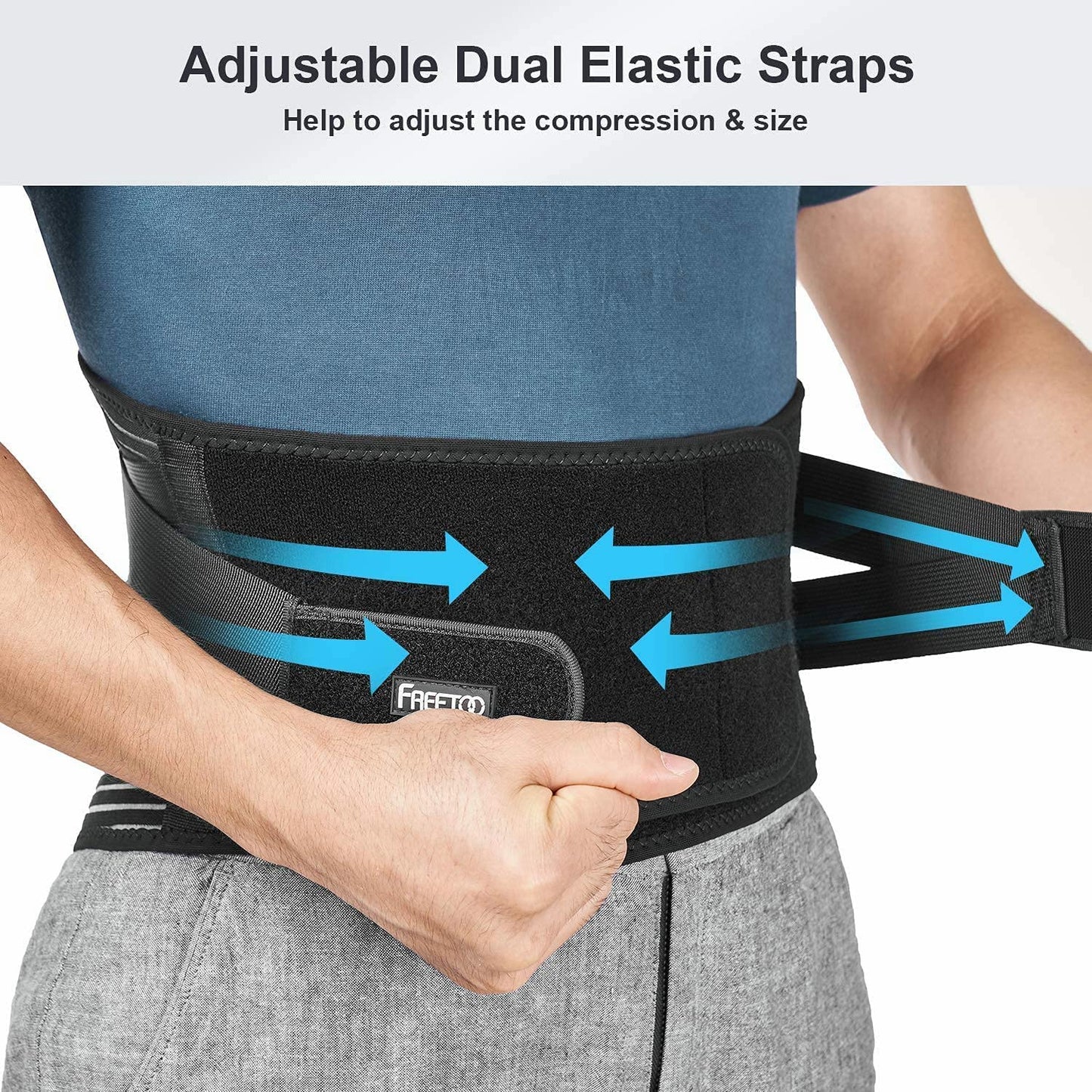FDTY Lower Back Pain Relief with 6 Stays Breathable Mesh Back Support Belt for Men and Women (Medium)