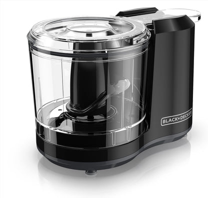 BLACK+DECKER Vertical Chopper, 500W, 4 Durable Stainless Steel Blades, 500ml Working Capacity Bowl, Sleek Chrome Trim, Powerful Motor for Chopping, Pureeing & Mincing, Easy to Use, Black - FC500-B5