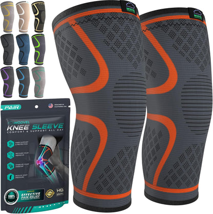 Modvel Knee Braces for Knee Pain Women & Men - 2 Pack Knee Brace for Knee Pain Set, Knee Brace Compression Sleeve, Knee Braces for Knee Pain Meniscus Tear, ACL & Arthritis Pain Relief - Knee Sleeves