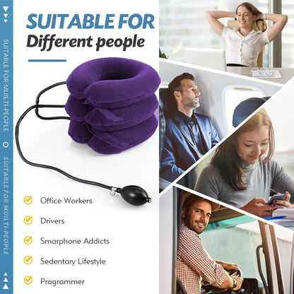 Jaximy Neck Stretcher, Cervical Traction Device, Neck Pain Relief, Adjustable Inflatable Neck Brace& Cervical Pillow, Cervical Neck Traction Device, Cervical Neck Pillow Home Use Decompression(purple)