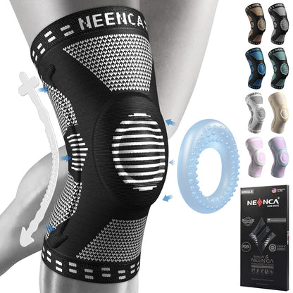 NEENCA Professional Knee Brace，Compression Knee Sleeve with Patella Gel Pad & Side Stabilizers Knee Support Bandage for Pain Relief Medical Knee Pad for ACL Running Joint Recovery